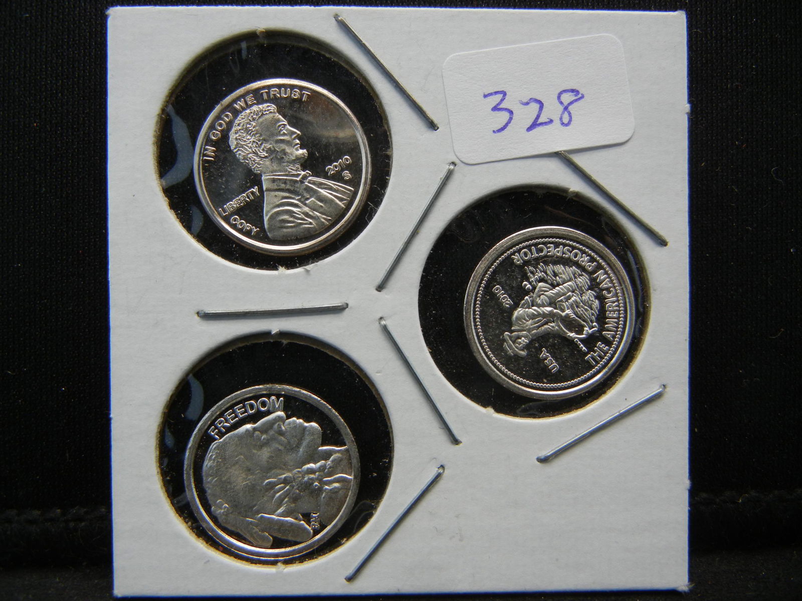 (3) 1 gram Silver Bars Prospector, Buffalo, and Lincoln (1 of 2)