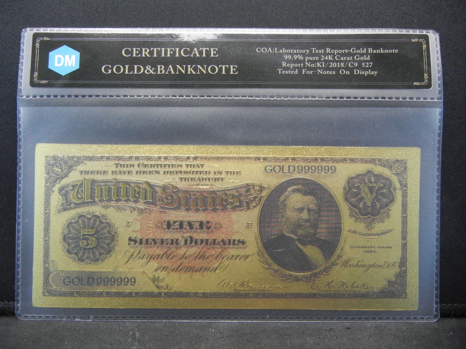 1886 Five Dollar Gold Banknote: 1886 Five Dollar Gold Banknote