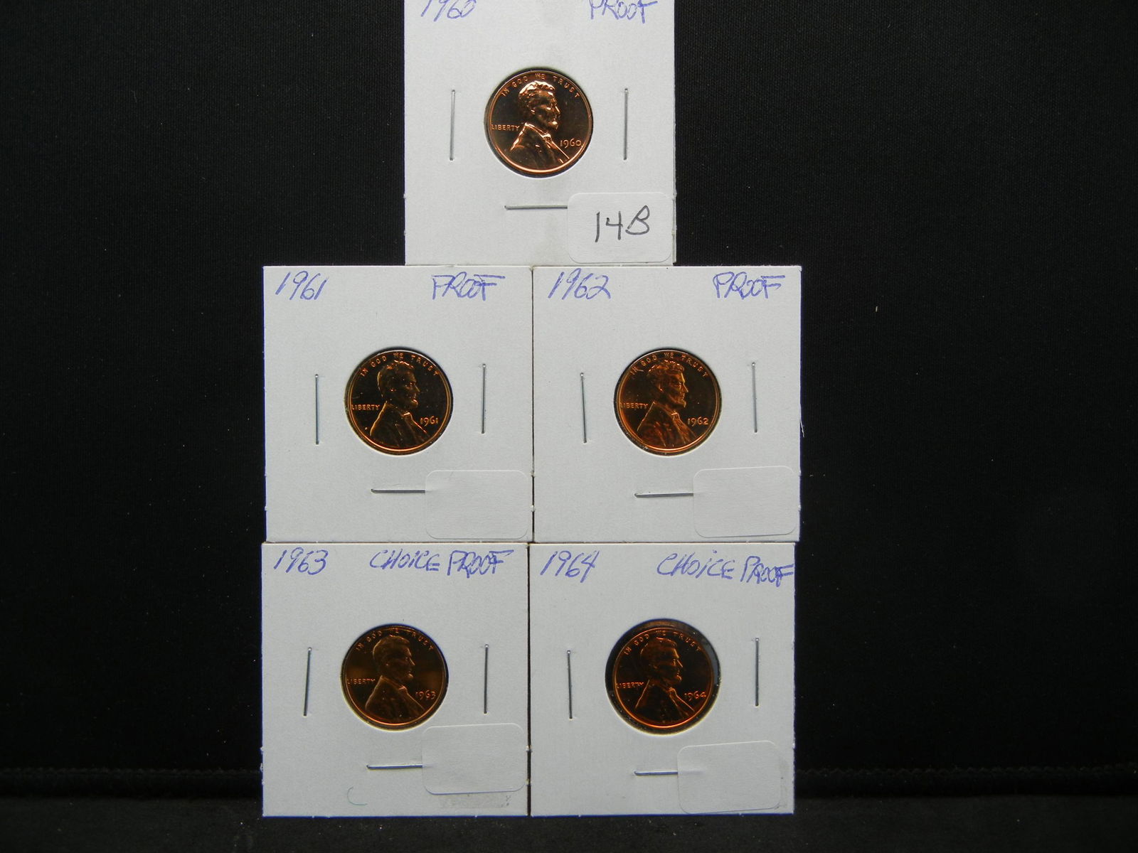 5 Proof Lincoln Cents 1960 1961 1962 1963 1964 (1 of 7)