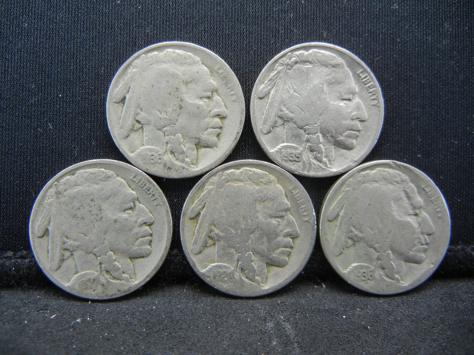 (5) Buffalo Nickels, 1926, 27, 35, 36, 36 (1 of 2)