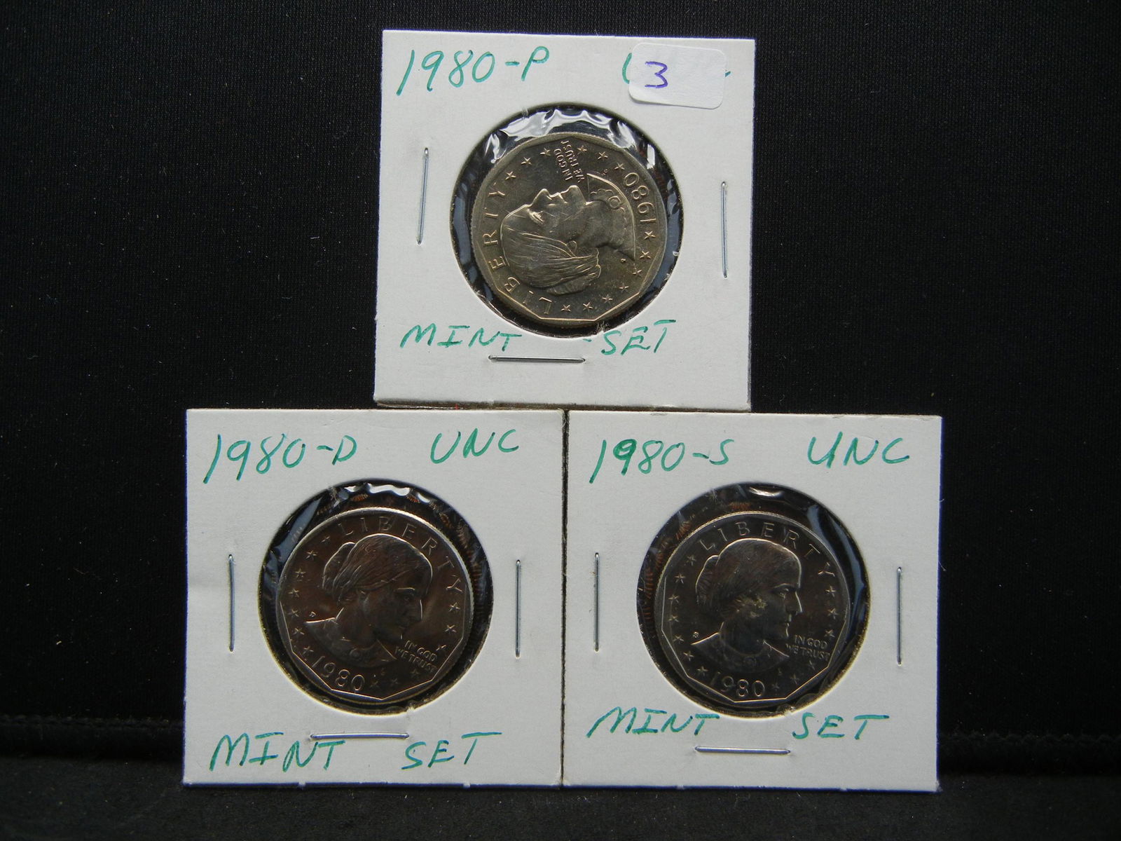 (3) 1980 P, D, S Susan B. Anthony Dollars removed from (1 of 5)