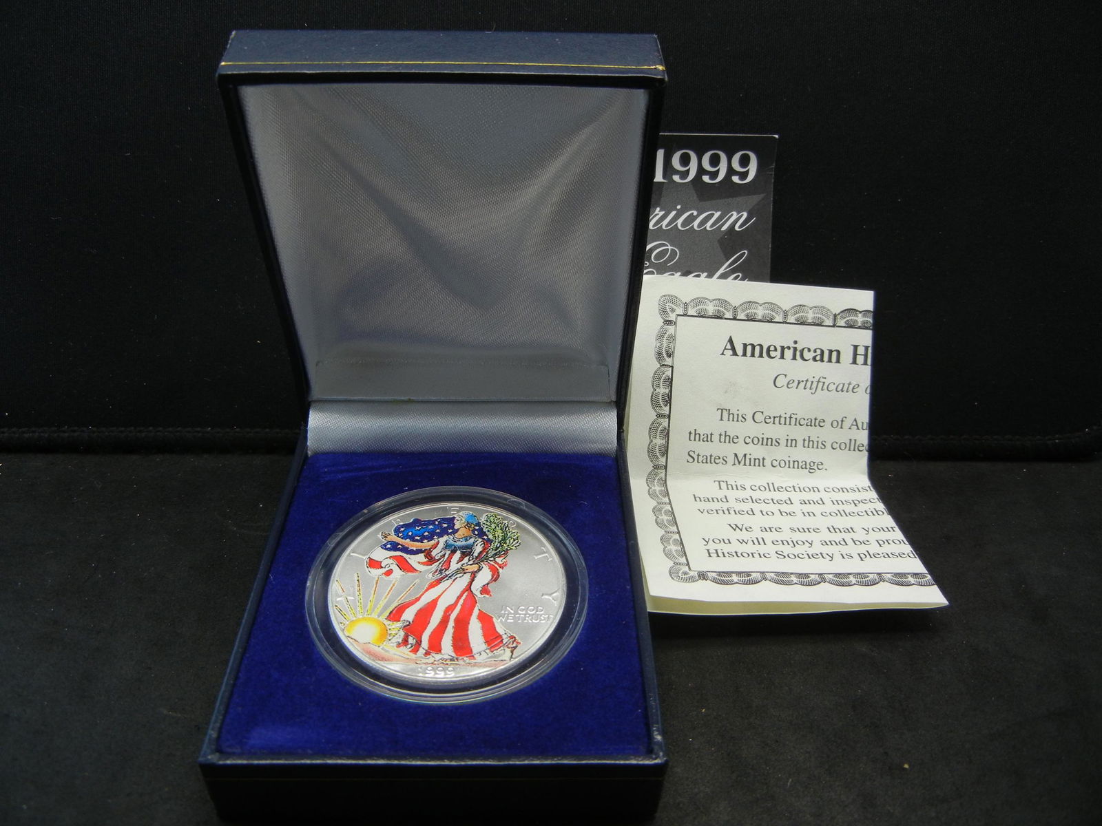 1999 Colorized Silver American Eagle With Box & COA. (1 of 4)