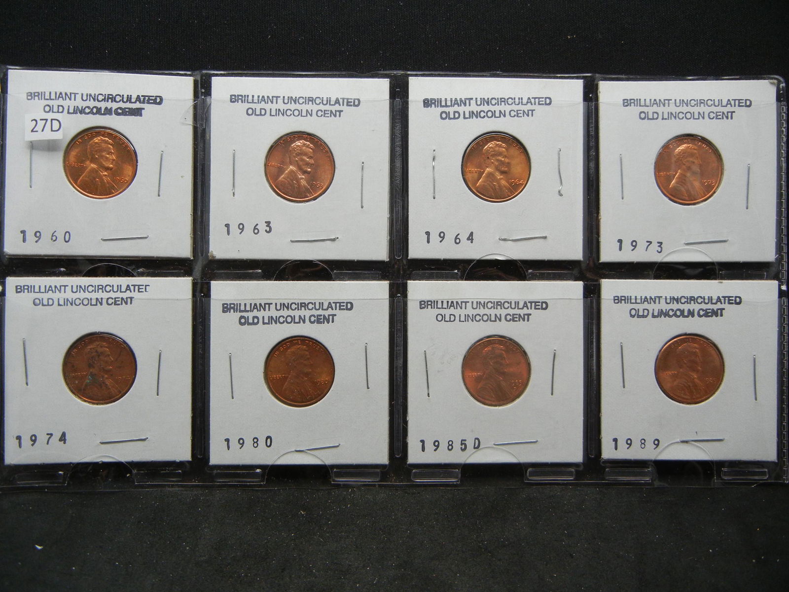 (8) Lincoln Memorial Cents, 1960, 63, 64, 73, 74, 80, (1 of 5)