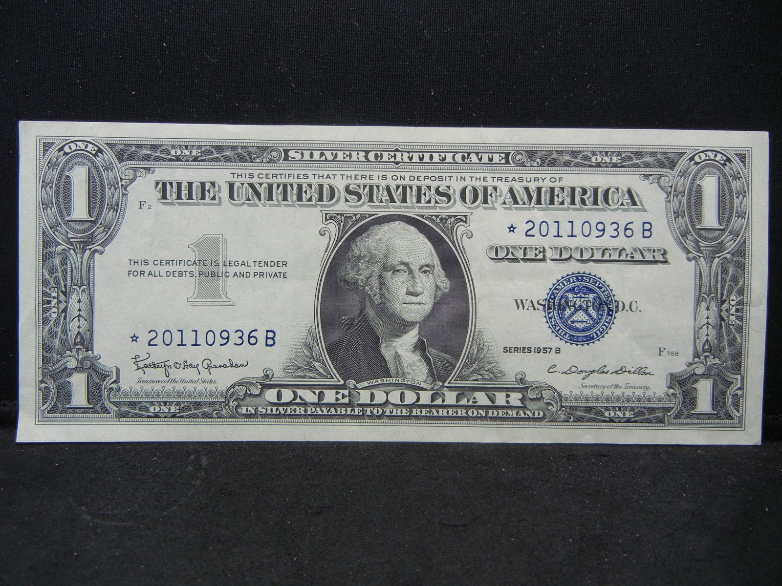 1957-B Star Note Blue Seal $1 Silver Certificate.  Nice (1 of 3)