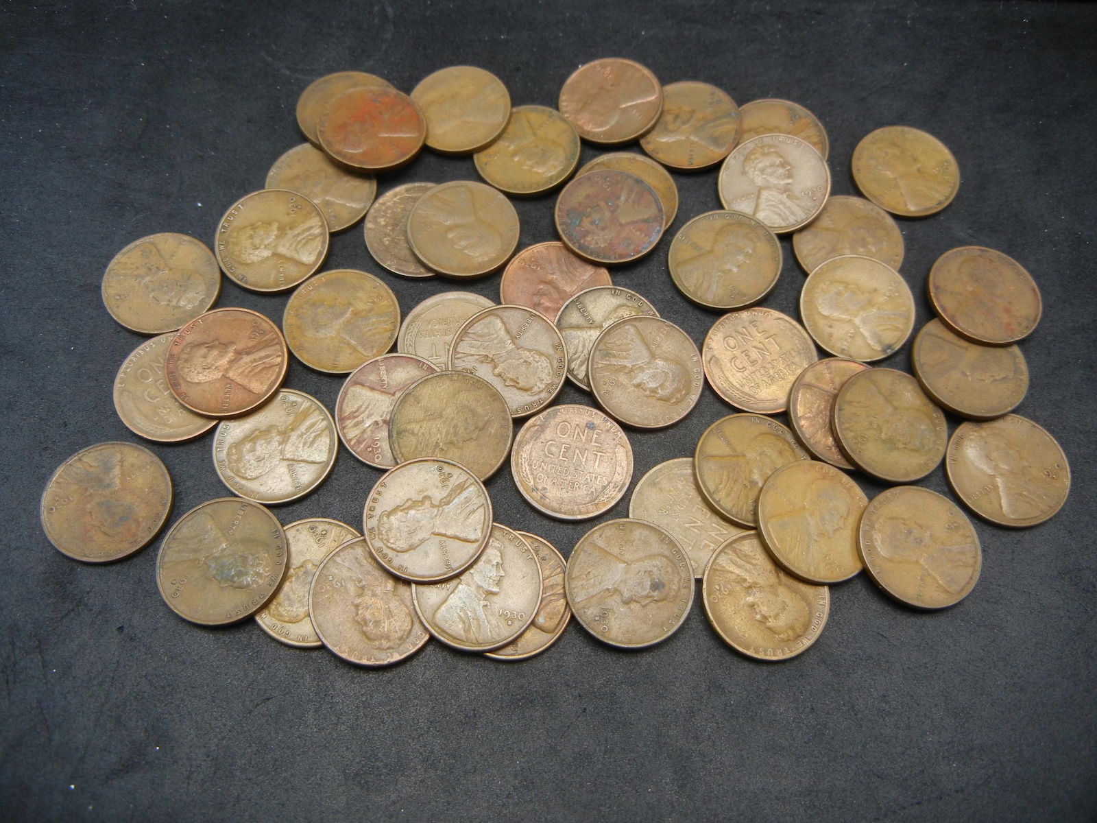 Roll of 50 1930-S Lincoln Wheat Cents. (1 of 3)