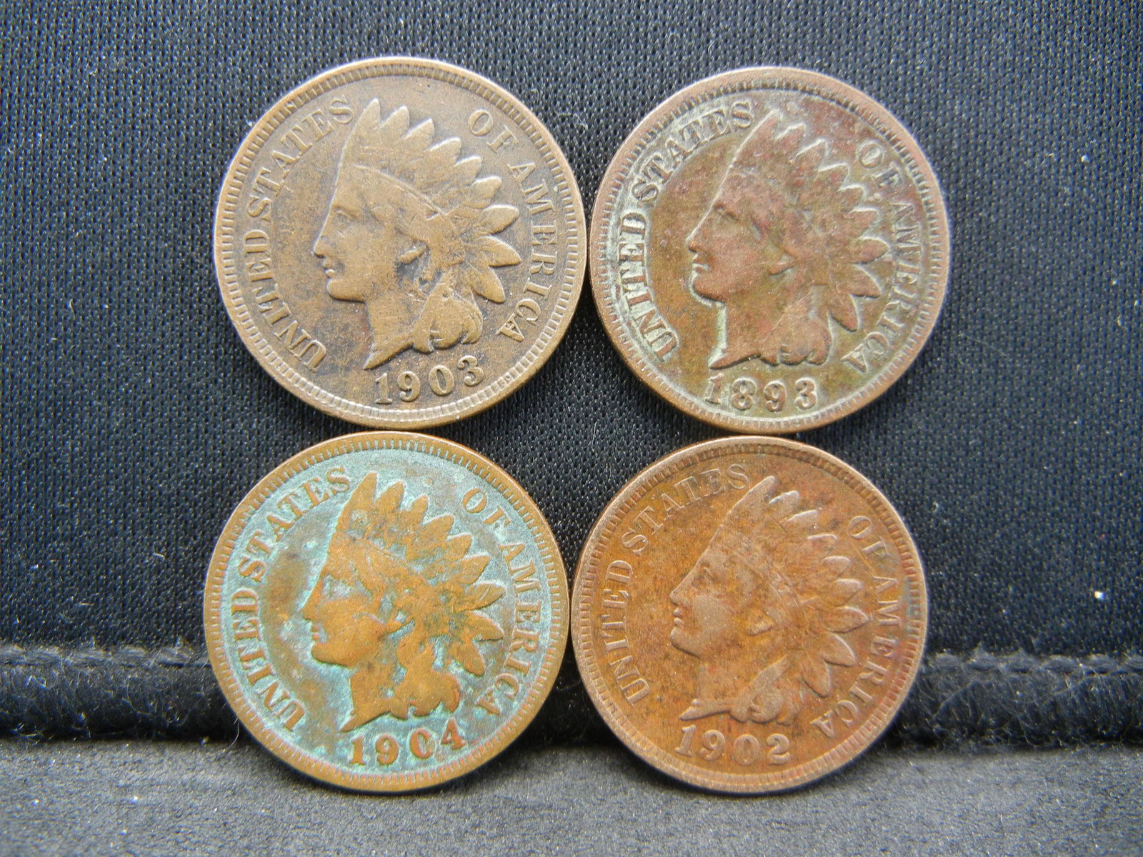 1893,1902,03,04 Indian Cents (1 of 2)