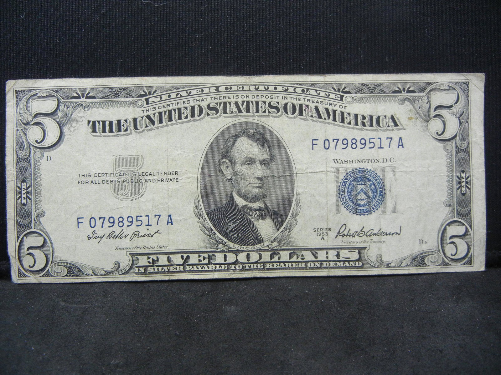 Series 1953 A United States $5.00 Silver Certificate (1 of 3)