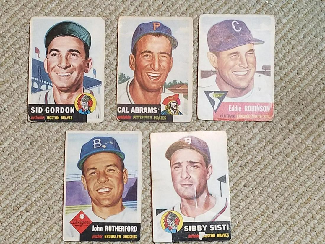 1953 Topps Baseball Lot of (5) - Lower Grade: #20 Thompson, #55 McDermott, #59 Drews, #63 Niarhos, #71 Bartirome