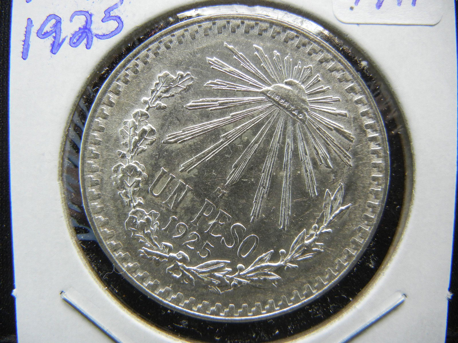 1925 Mexico Silver Peso.  Almost Uncirculated. (1 of 3)