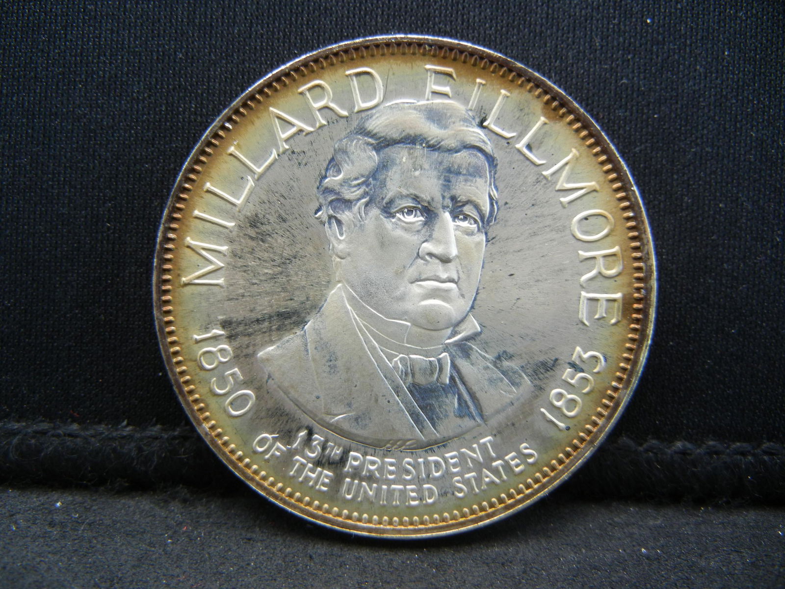 Franklin Mint Millard Filmore .925 Sterling Silver 500: Franklin Mint Millard Filmore .925 Sterling Silver 500 Grains Presidential Medal Nicely Toned