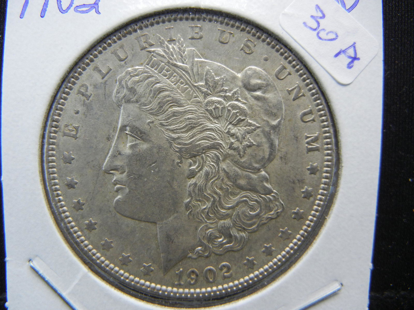 1902 Morgan Dollar.  Almost Uncirculated 55.  Tough P (1 of 3)