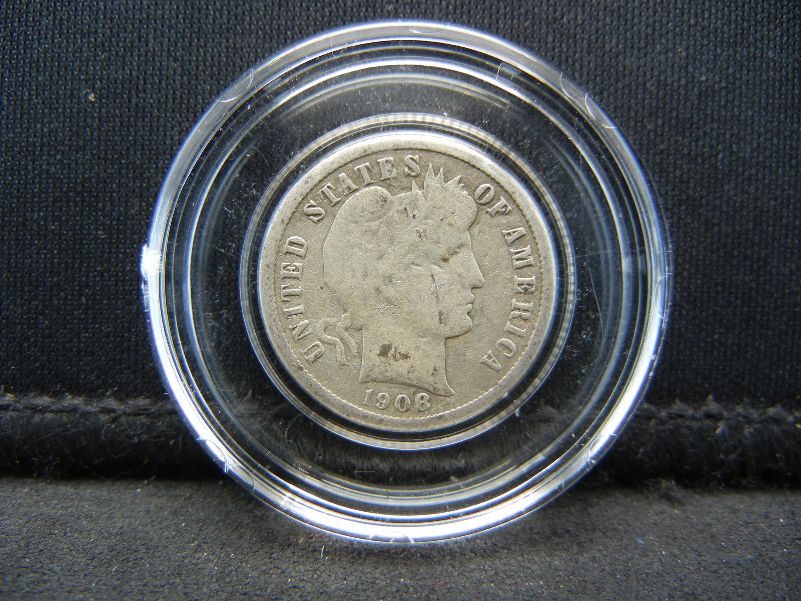 1908 SILVER (90%) BARBER DIME (1 of 2)