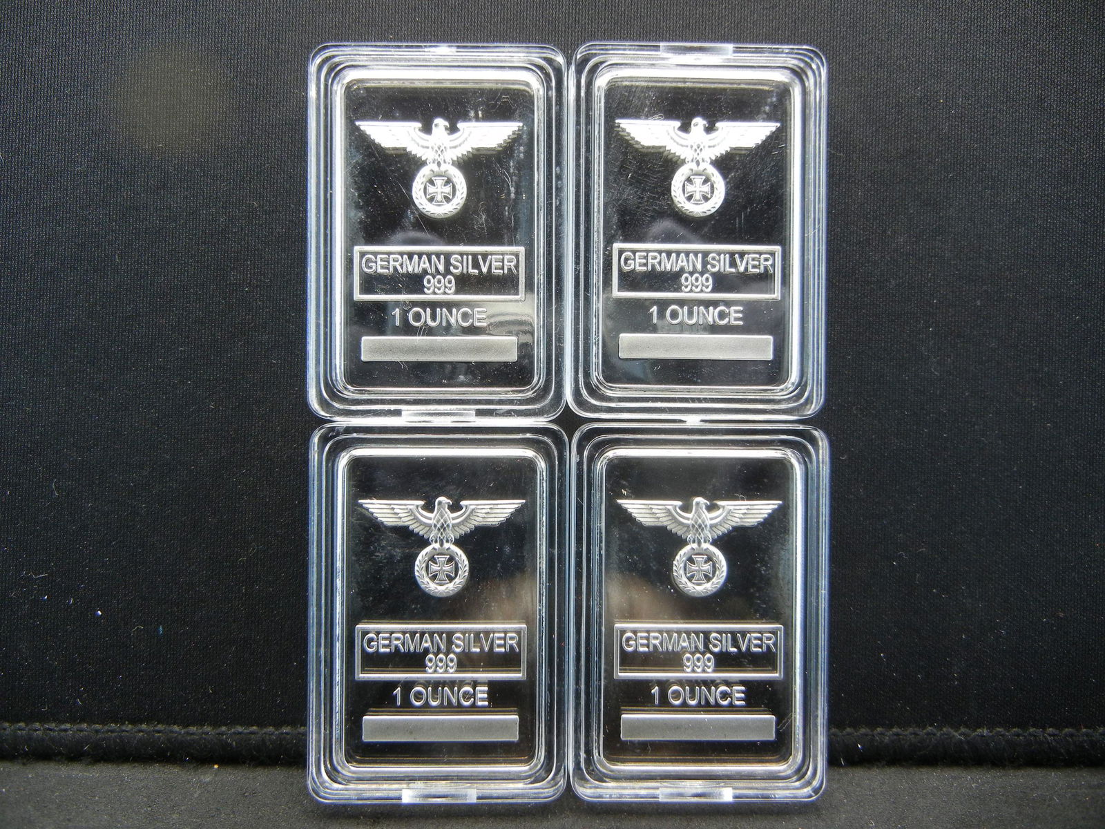 CLAD (4) GERMAN SILVER ONE OUNCE COLLECTOR BARS CLAD (1 of 2)