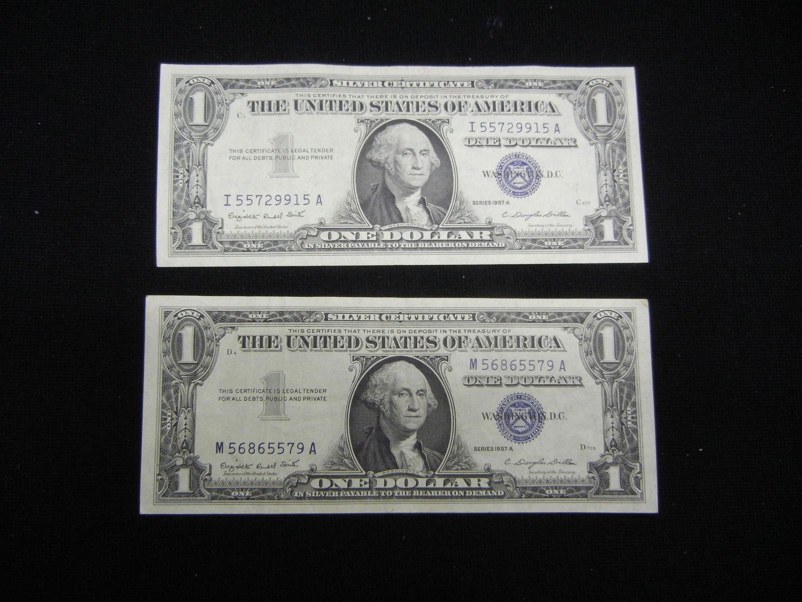 (2) 1957 A One Dollar Silver Certificates (1 of 5)