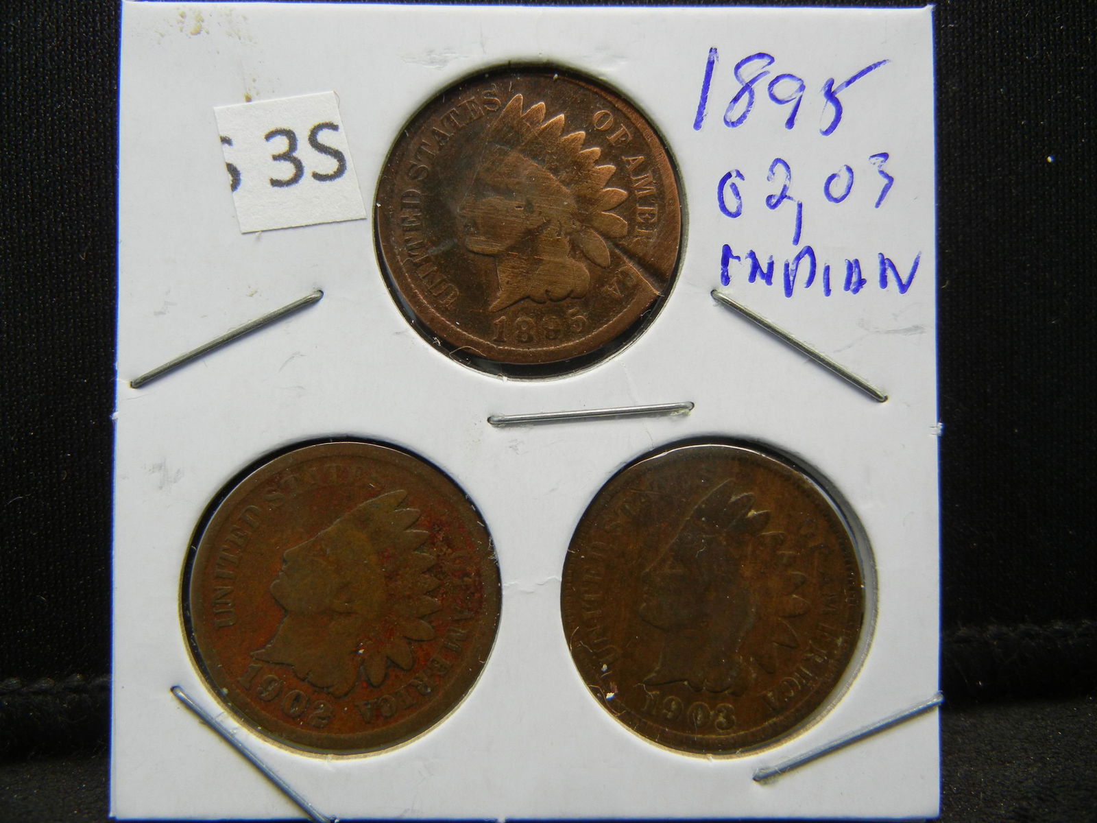 (3) Indian Head Cents, 1895, 1902, 1903 (1 of 2)