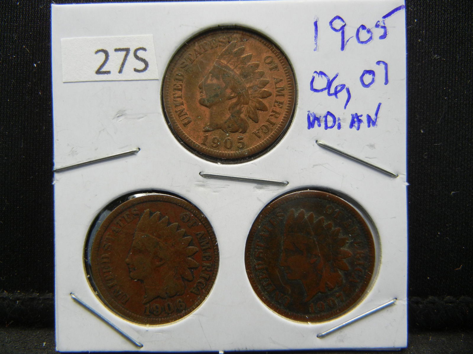(3) Indian Head Cents, 1905, 06, 07 (1 of 2)