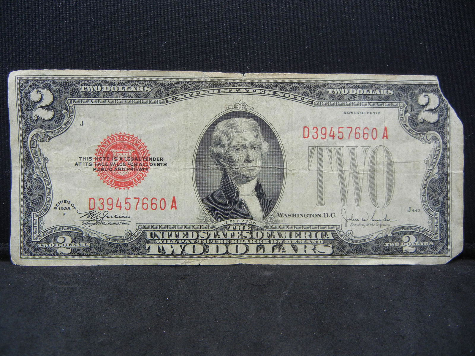 1928 $2.00 Red Seal Note (1 of 3)