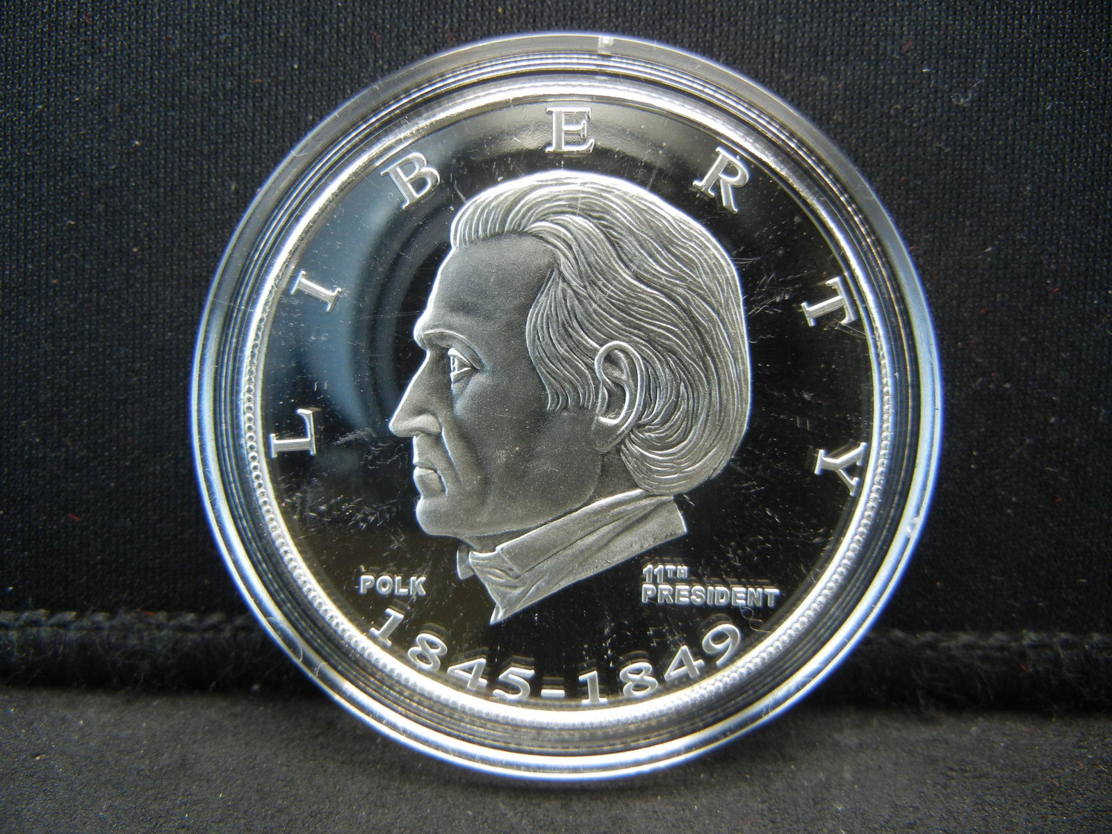 1 Troy Oz. .999 Silver Round Depicting the 11th: 1 Troy Oz. .999 Silver Round Depicting the 11th President - Polk