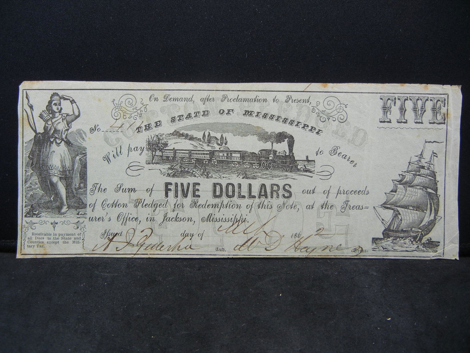 1862 Mississippi Five Dollar Bill (1 of 3)