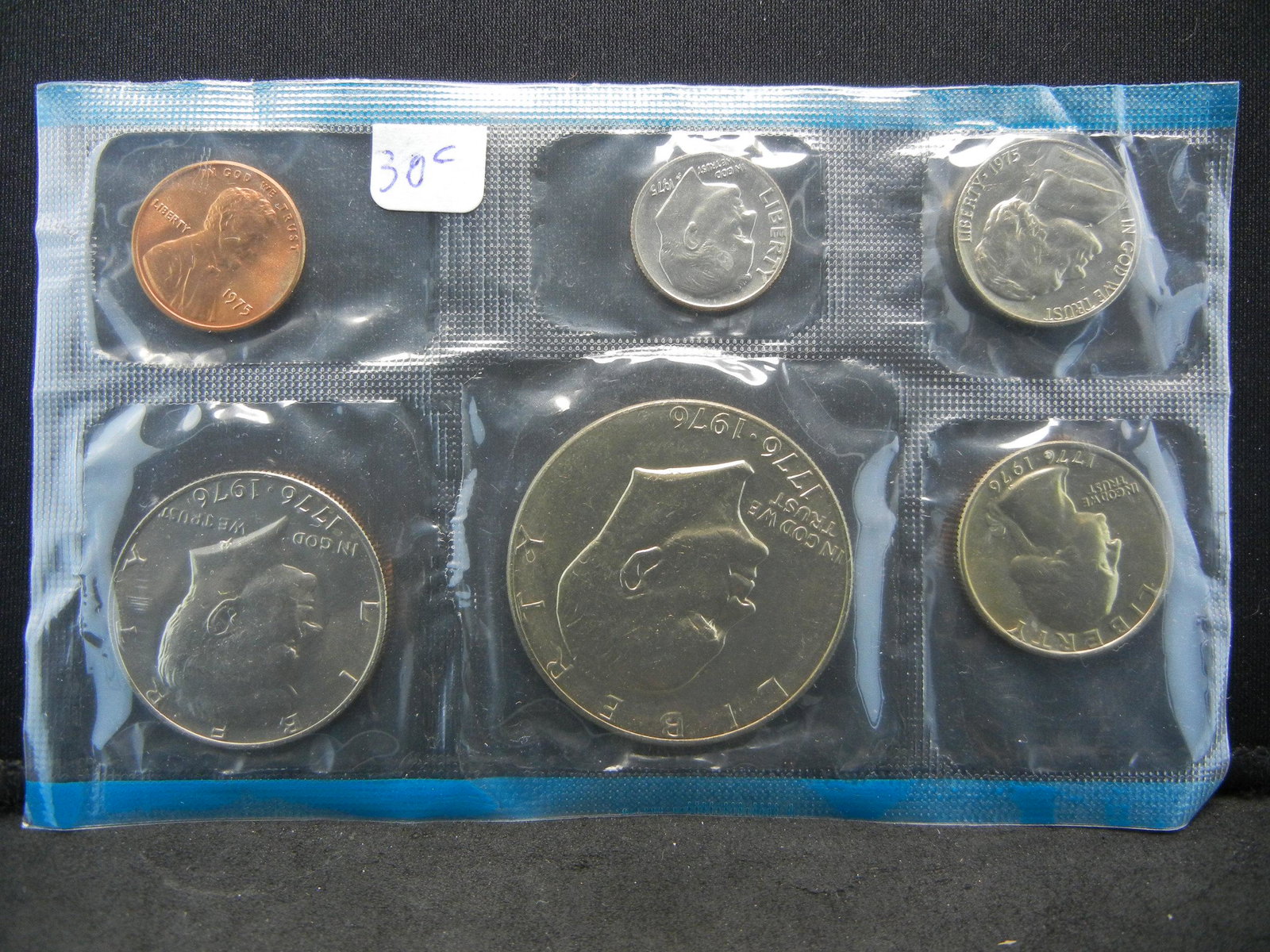 1776-1976 SEALED COIN SET & 1975 NICKLE/DIME/PENNY: 1776-1976 SEALED COIN SET & 1975 NICKLE/DIME/PENNY