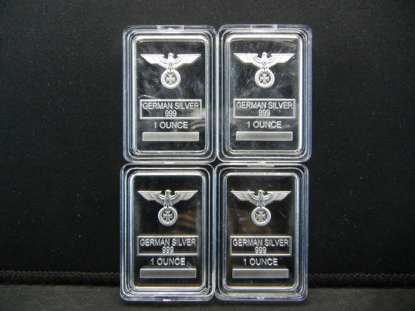 CLAD (4) GERMAN SILVER ONE OUNCE COLLECTOR BARS CLAD (1 of 2)