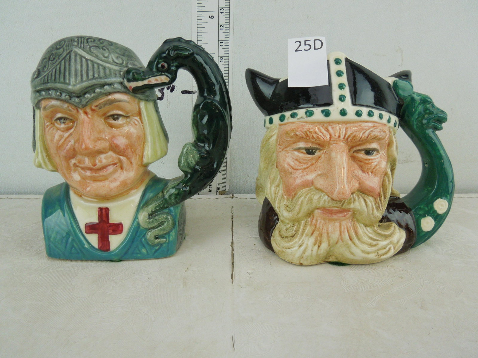 Royal Doulton St. George and Viking Toby Mugs 4.25 inch: Royal Doulton St. George and Viking Toby Mugs 4.25 inch and 4 inch