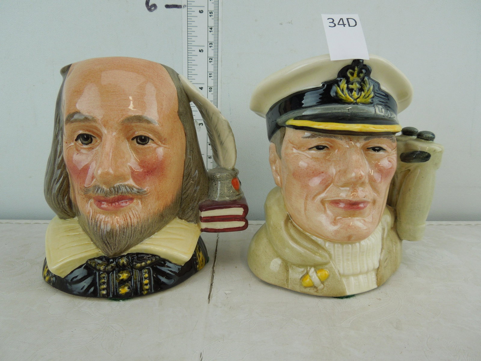 Royal Doulton Shakespeare and The Sailor Toby Mugs 4.5: Royal Doulton Shakespeare and The Sailor Toby Mugs 4.5 inch