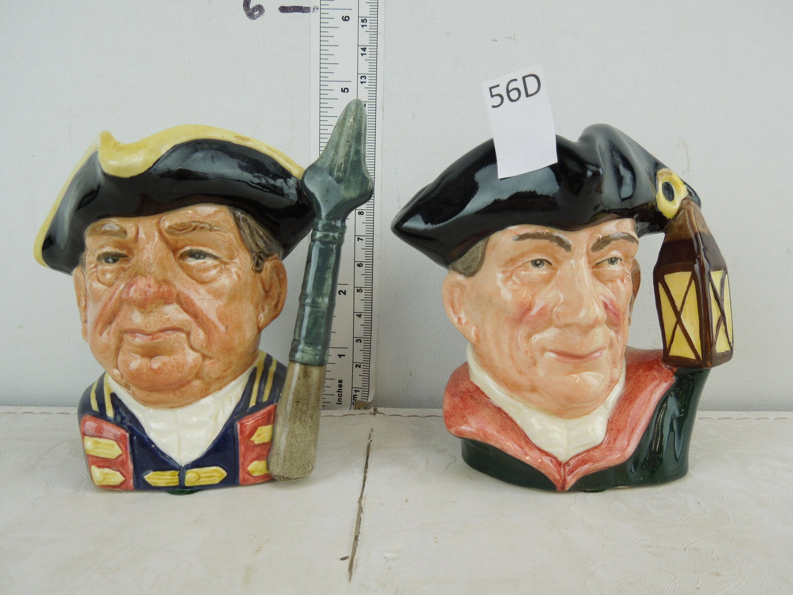 Royal Doulton The Guardsman and The Night Watchman Toby: Royal Doulton The Guardsman and The Night Watchman Toby Mugs both 4 inches