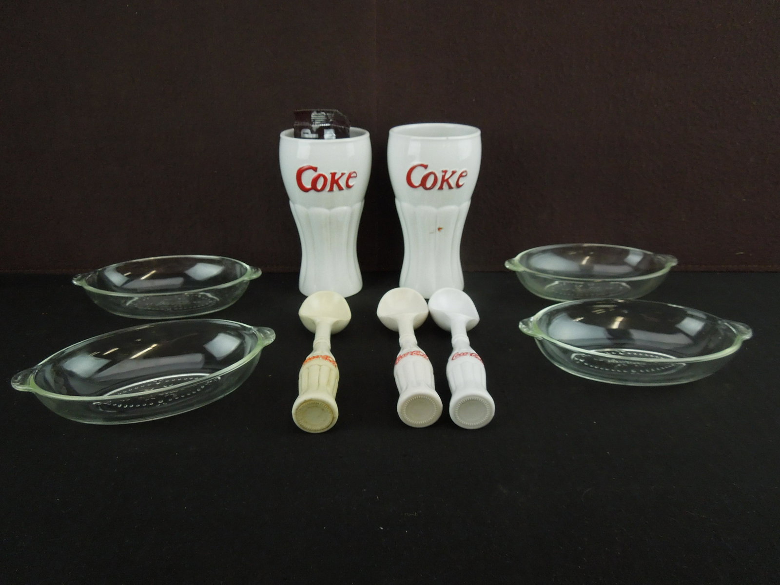 Coca Cola Glasses and Spoons with Hersheys Chocolate: Coca Cola Glasses and Spoons with Hersheys Chocolate Syrup