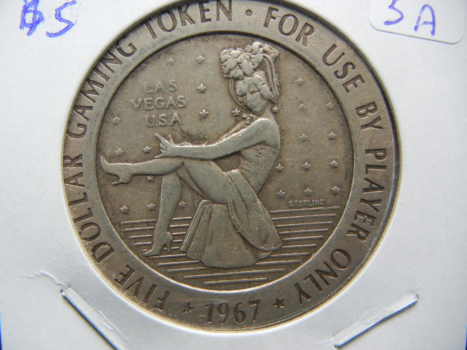 Fantastic 1967 $5 Gambling token from Diamond Jim’s.: Fantastic 1967 $5 Gambling token from Diamond Jim’s. Las Vegas.