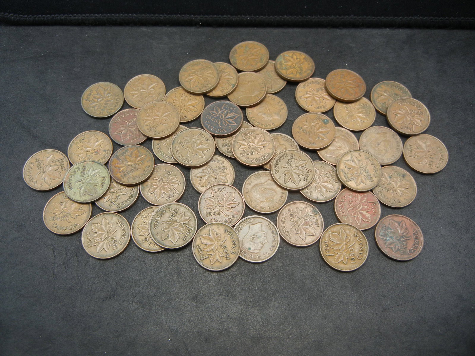 Roll of 50 George VI Canadian Cents Dated 1937-1952.: Roll of 50 George VI Canadian Cents Dated 1937-1952.
