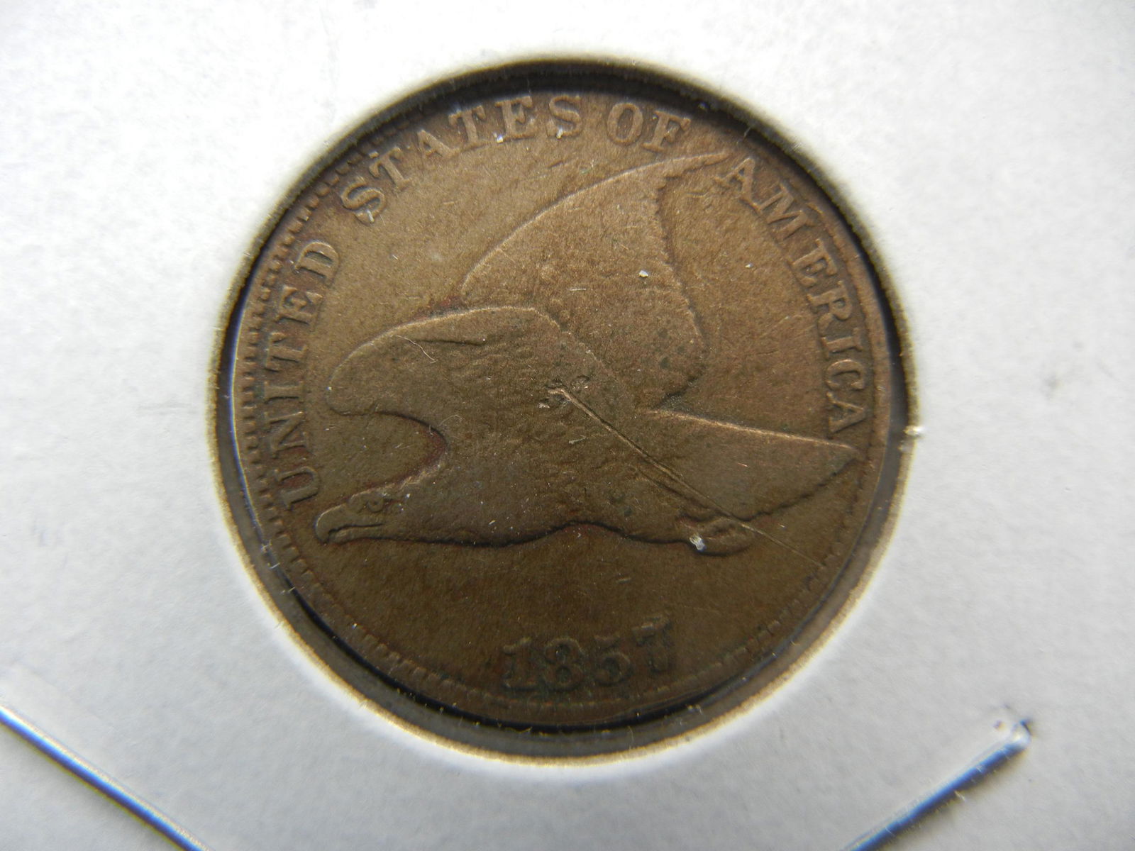 1857 Flying Eagle Cent.  Nice medium brown Very Fine. (1 of 3)