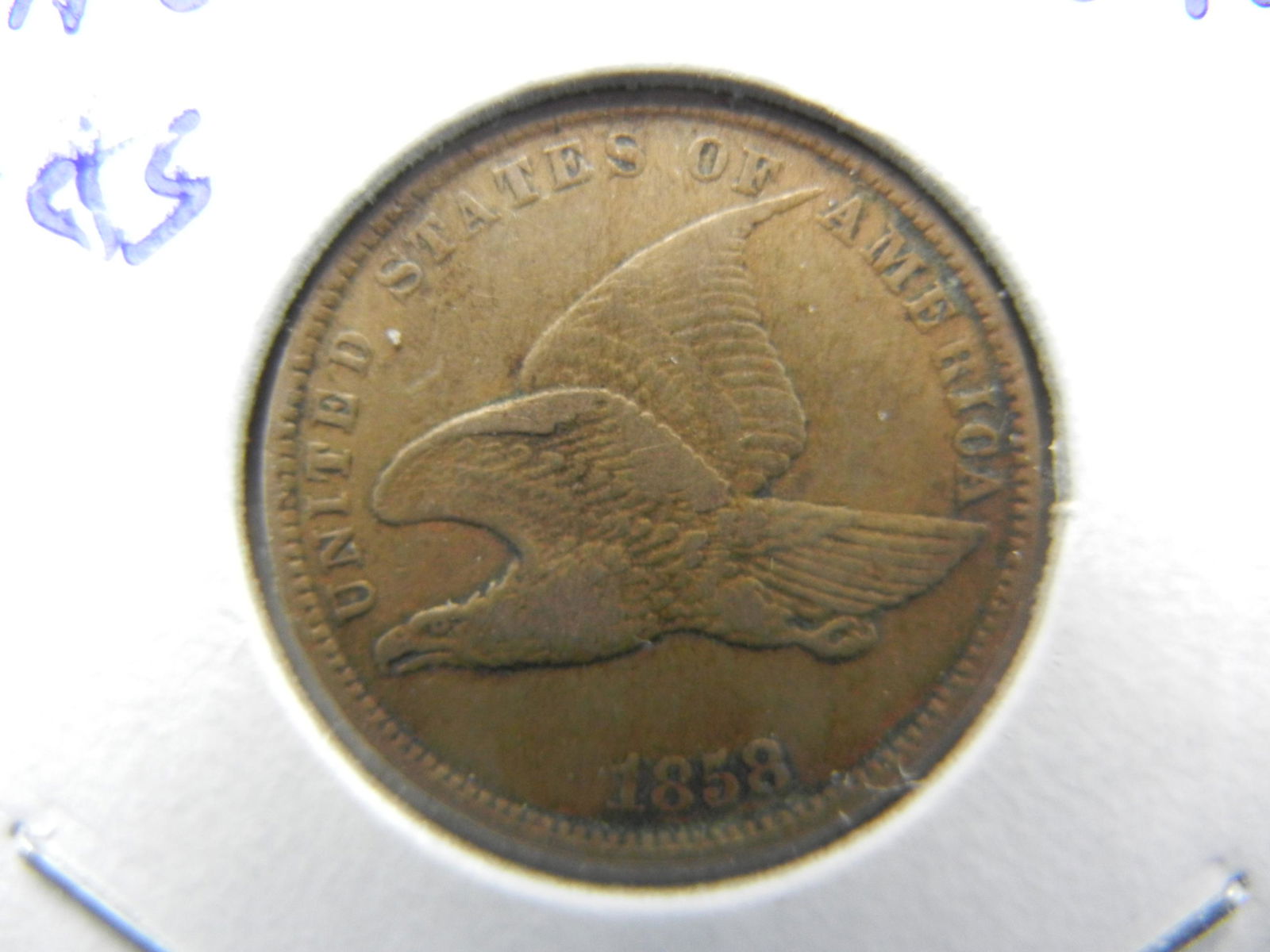 1858 Small Letters Flying Eagle Cent.  Nice light brown (1 of 3)