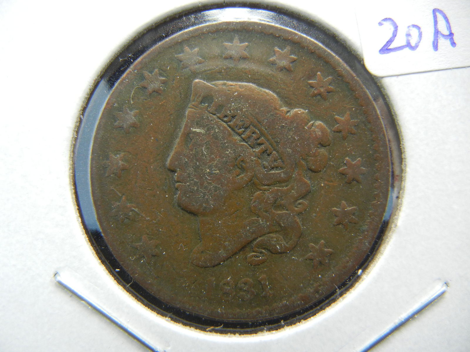 1831 US Large Cent.  Medium Brown Very Good. (1 of 3)