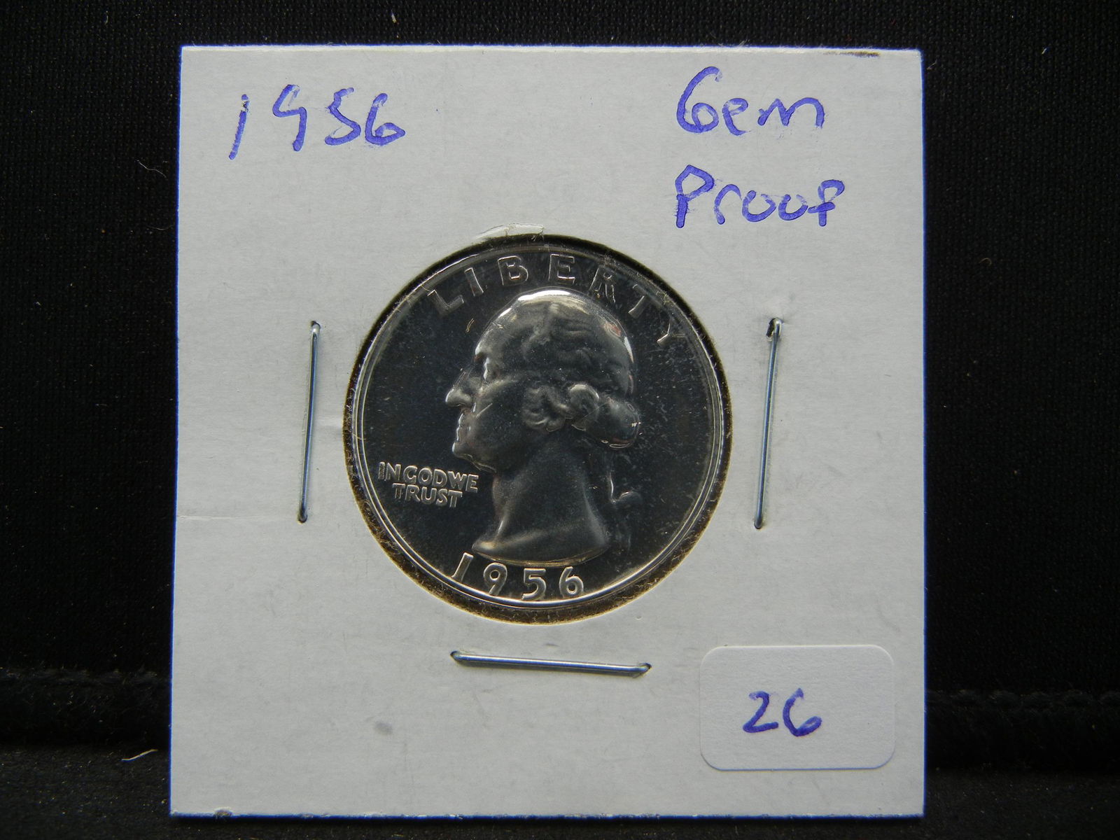 1956 Washington Quarter.  GEM Proof. (1 of 3)