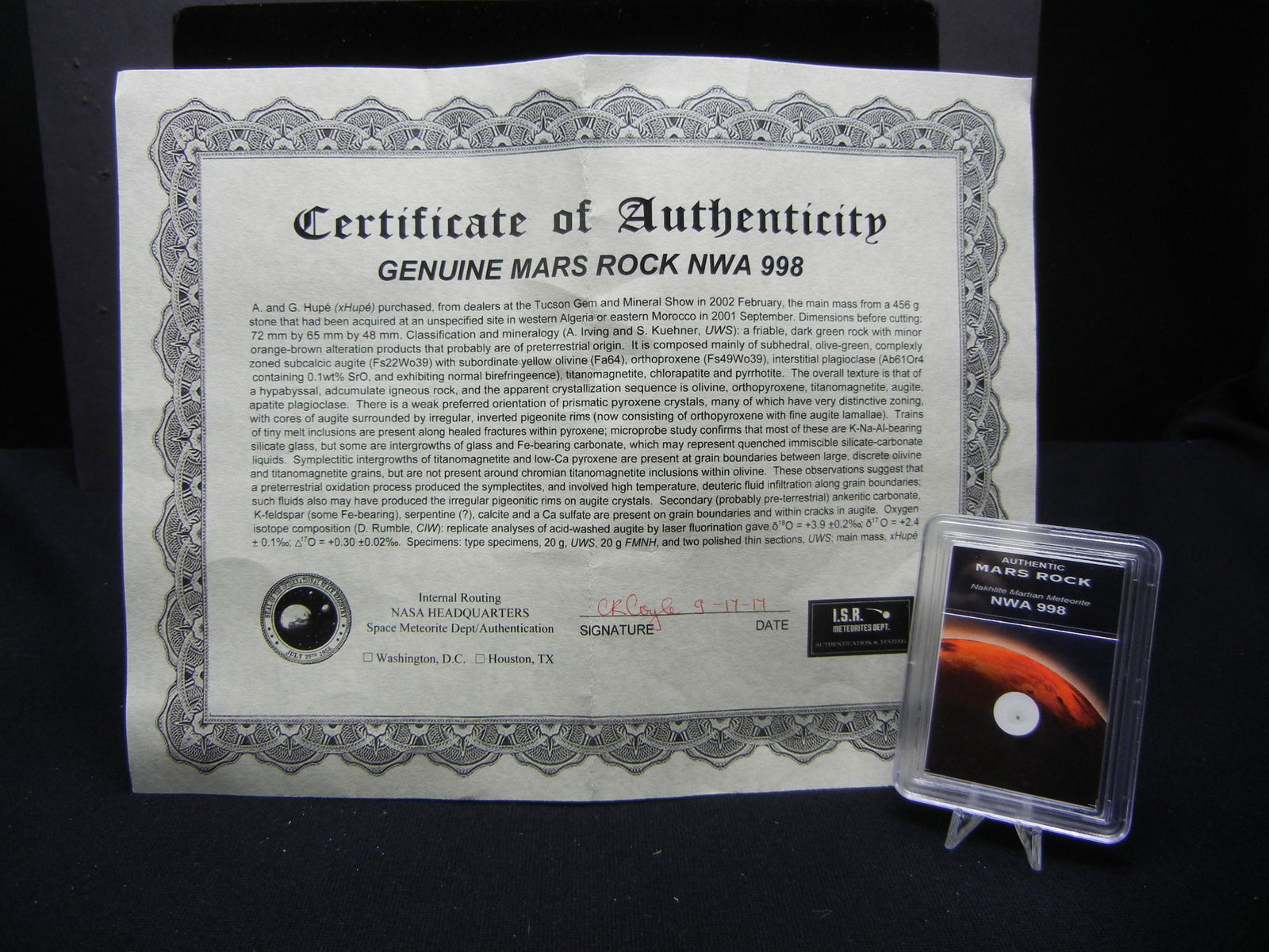 (MARS ROCK), MARTIAN METEORITE NWA 4468, DISCOVERED IN (1 of 6)