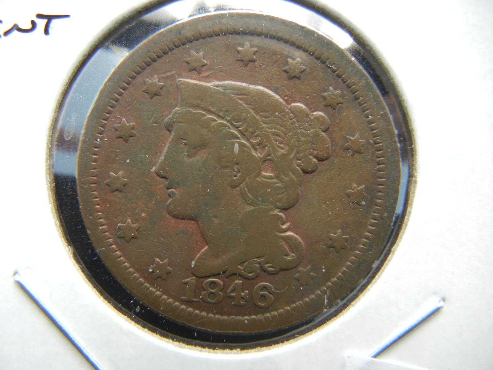 1846 Large Cent. VG+. (1 of 3)