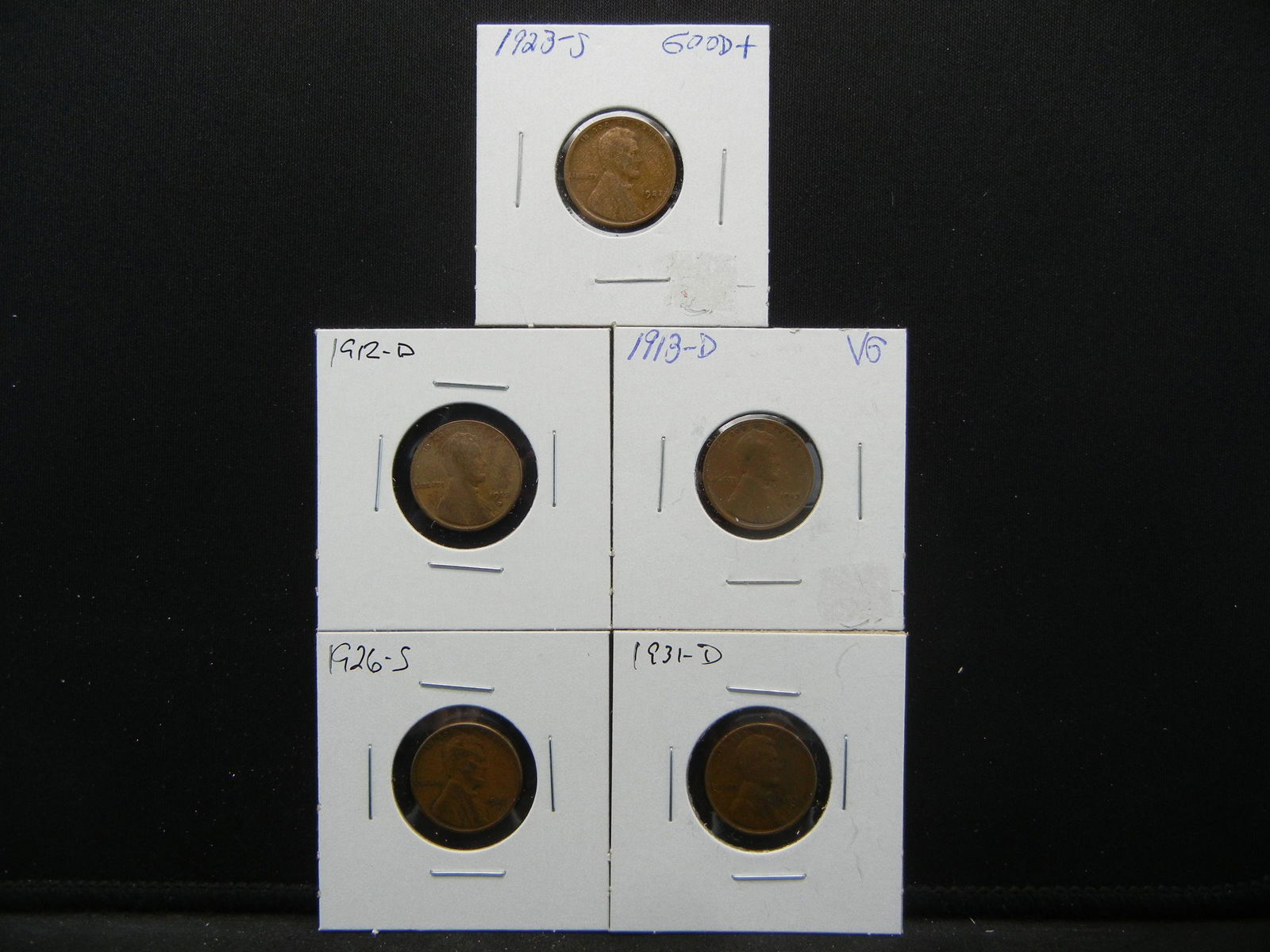5 Better Date Lincoln Cent 1912-D, 1913-D, 1923-S, (1 of 7)