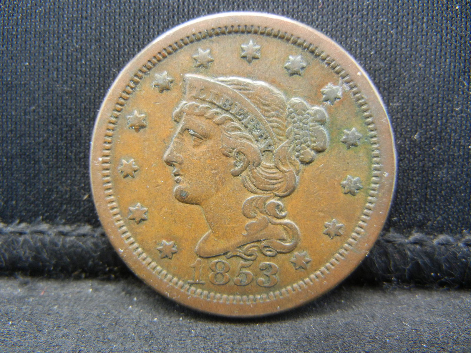 1853 Large Cent XF Chocolate Brown Color Nice!! (1 of 2)