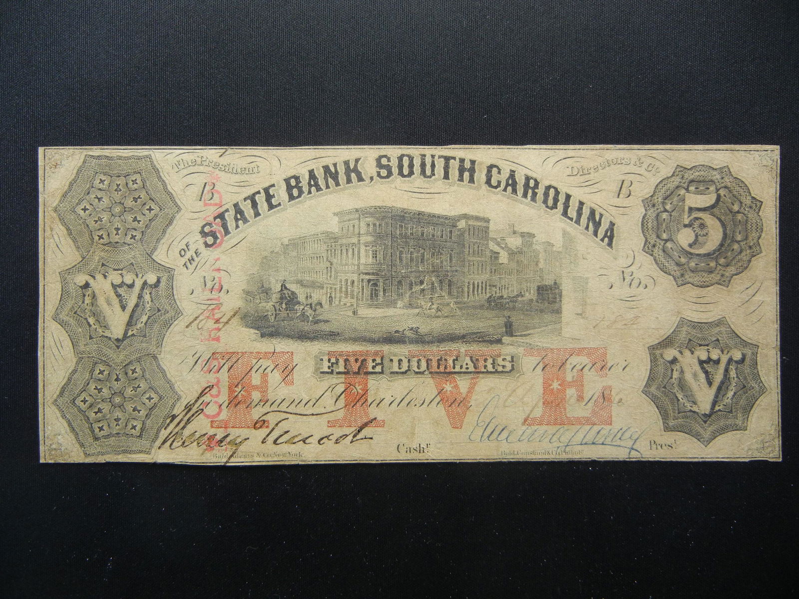 1865 South Carolina Five Dollar Note (1 of 3)