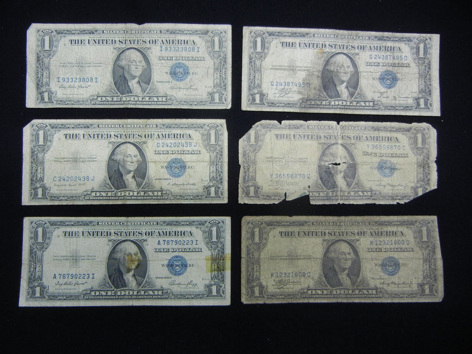 (6) 1935 $1 Silver Certificates (1 of 5)