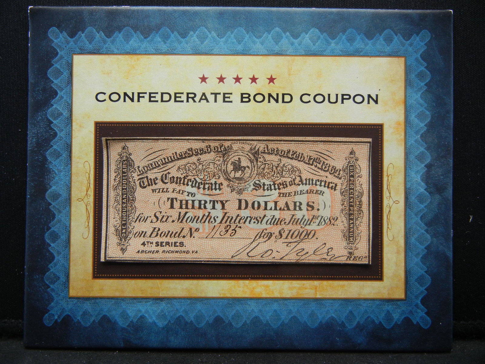 1882 Confederate Thirty Dollar Bill: 1882 Confederate Thirty Dollar Bill