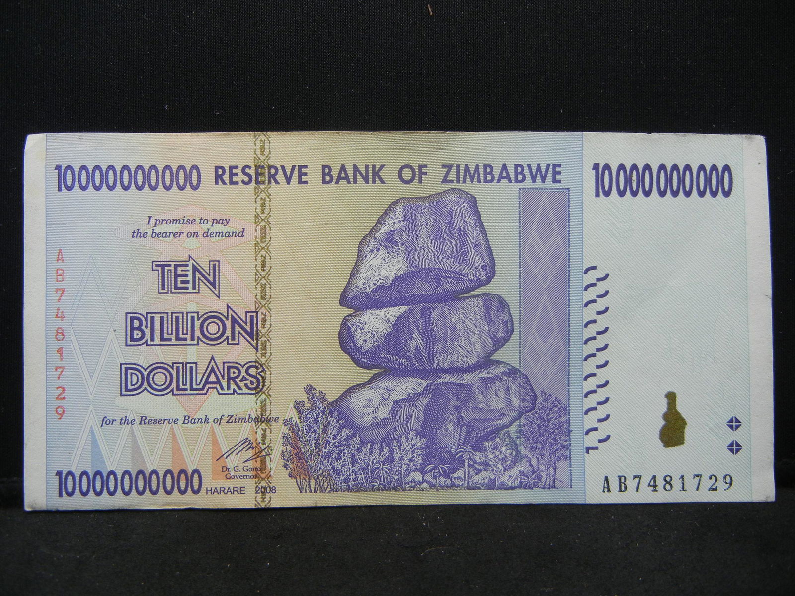 2008 TEN BILLION ZIMBABWE NOTE, (1 of 2)