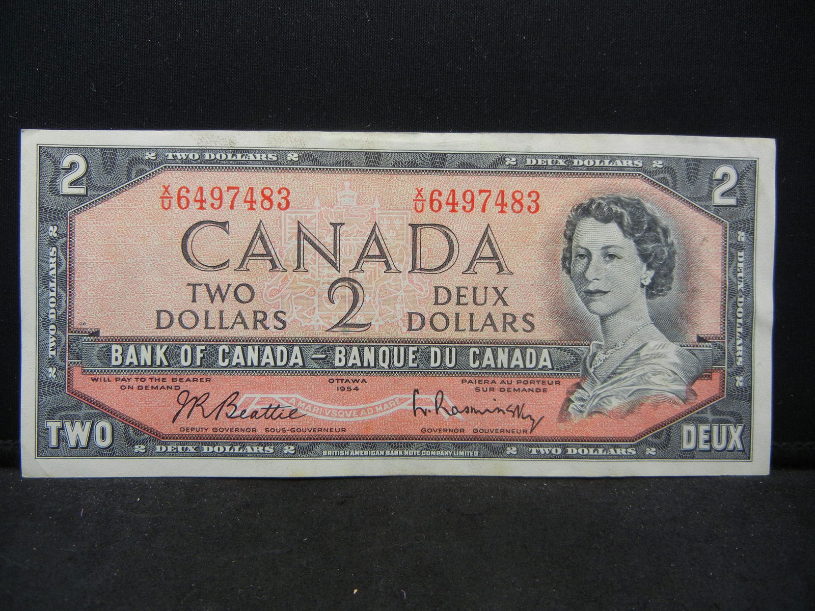 1954 $2 Bank of Canada Demand Note.  Nice Crisp Note. (1 of 3)