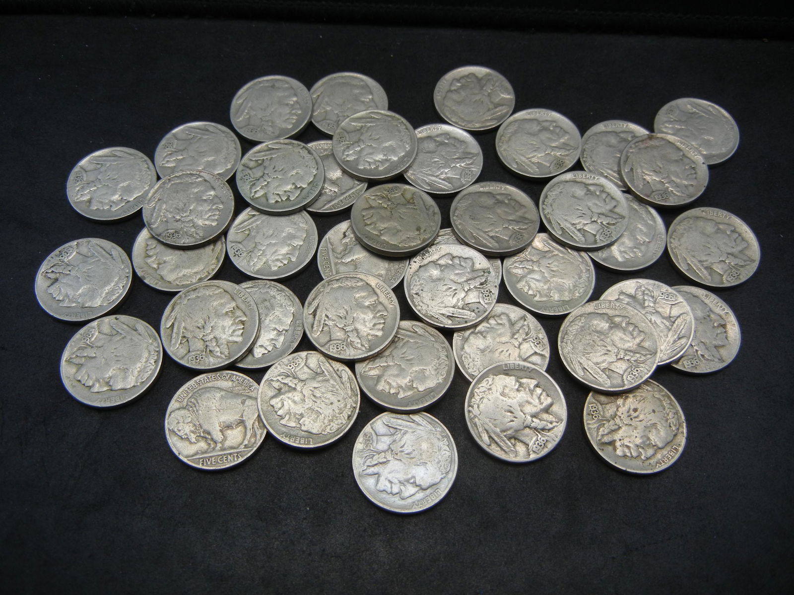 Roll of 40 1936 Full Date Buffalo Nickels. (1 of 3)