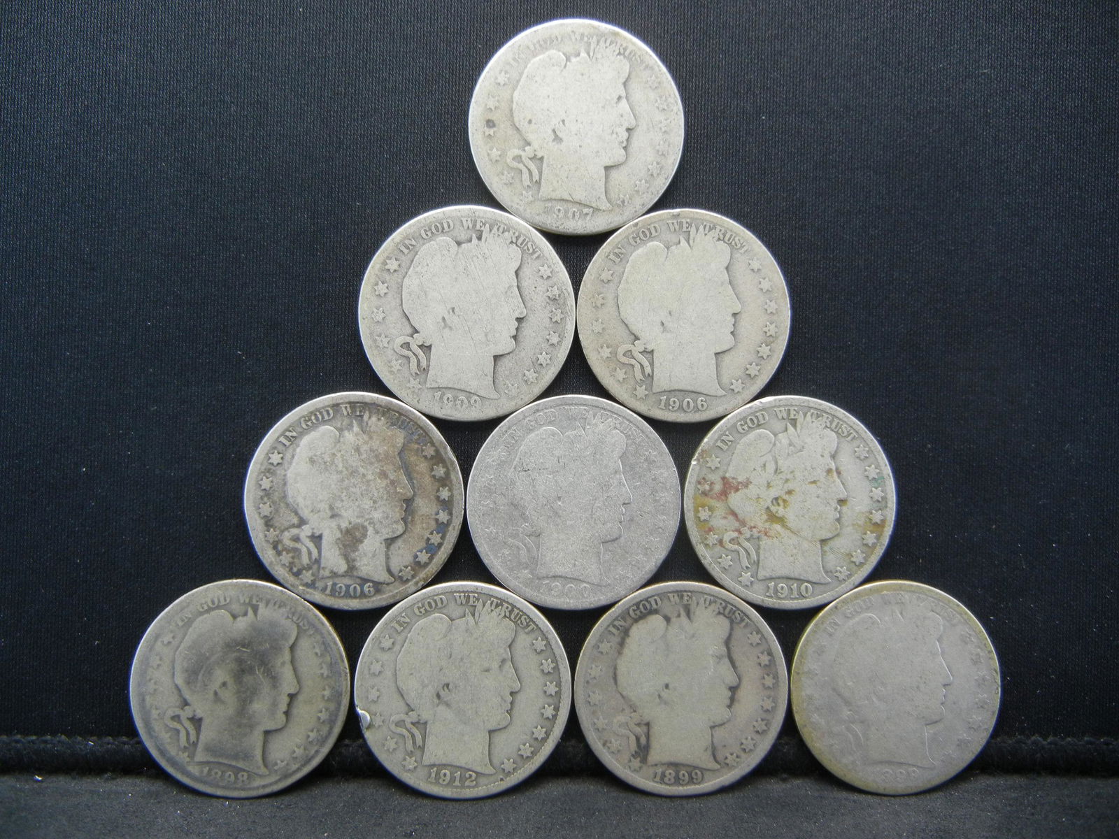 (10) Barber Half Dollars 1898-1912 (1 of 2)
