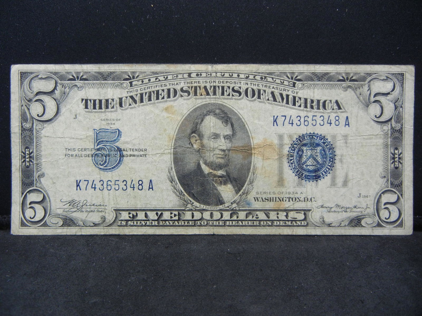 1934 A $5.00 Blue Seal (1 of 3)