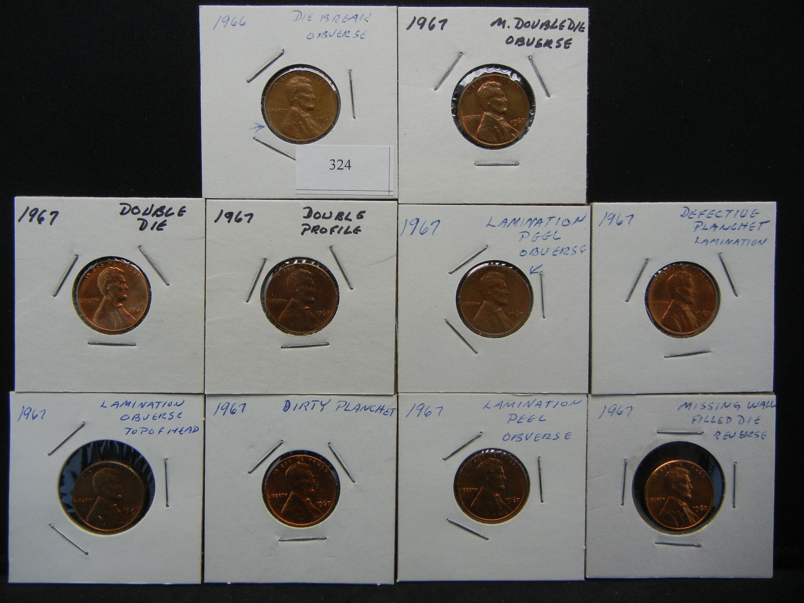 (10) Minor Mint Errors Wheat Cents Part of a Large (1 of 7)