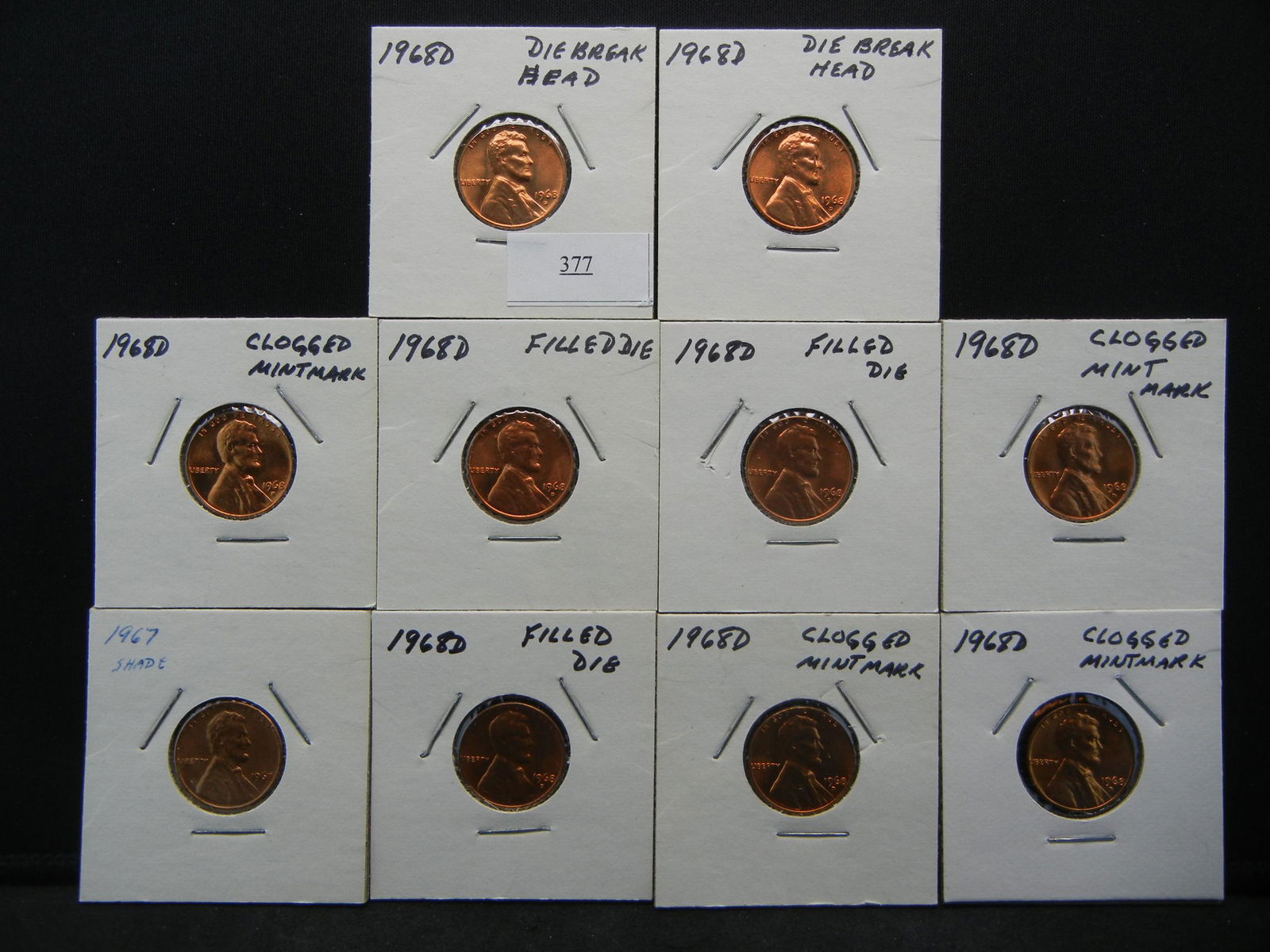 (10) Minor Mint Erros Wheat Cents Part of a Large: (10) Minor Mint Erros Wheat Cents Part of a Large Collection of Mint Errors
