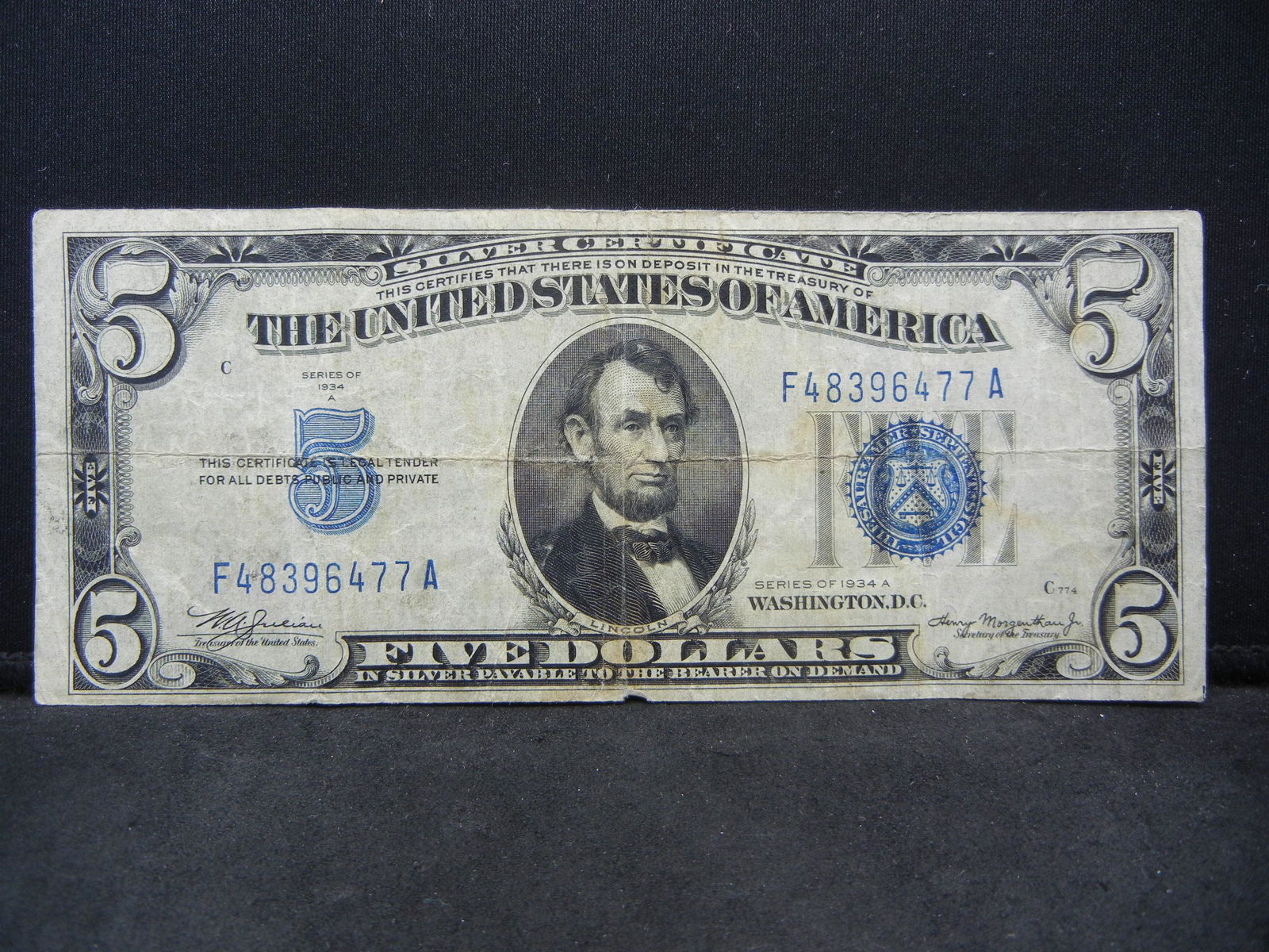 1934 A $5.00 Blue Seal (1 of 3)